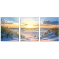 thumbnail image 2 of 3-Piece Blue Beach Canvas Wall Art Set, Sunset Ocean Waves Seascape Prints, Framed & Ready to Hang Decor for Living Room Bedroom Bathroom, 2 of 6