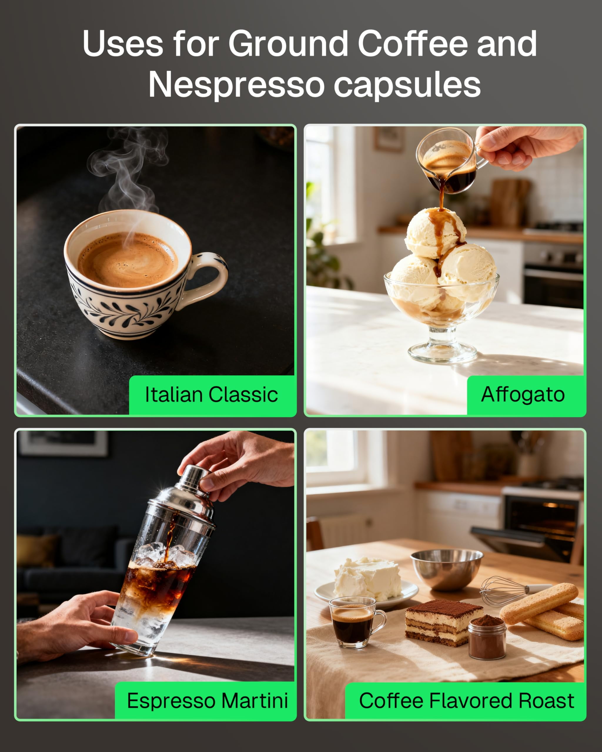 HBN 3-in-1 Coffee Maker, Multi Coffee Maker Single Serve for Nespresso Capsule & K-Cup Pods & Ground Coffee, 19Bar One-Touch Brewing Espresso Machine, 20oz Removable Water Tank, 1450W Fast Heat