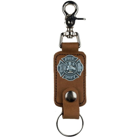 - Custom Fire Fighter Maltese Cross Mascorro Leather Valet Key Fob Brown