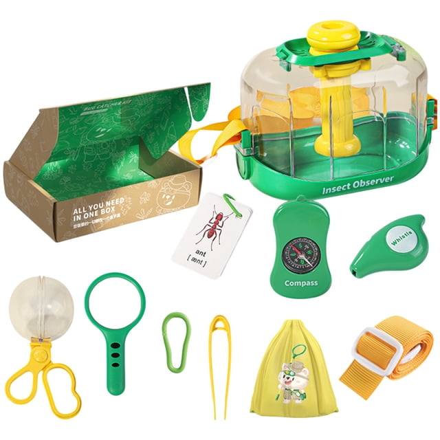 Fesfesfes Childrens Insect Observation Kit Outdoor Exploration Glass Collection Box Catching Tool Scientific Experiment Toy Encouraging Learning About Entomology and Exploration