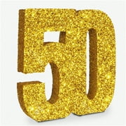 Golden Jubilee Celebration Kit: Sparkling 50th Birthday & Anniversary Decor Set - Glittery Gold Table Centerpieces & Number 50 Topper for Men & Women