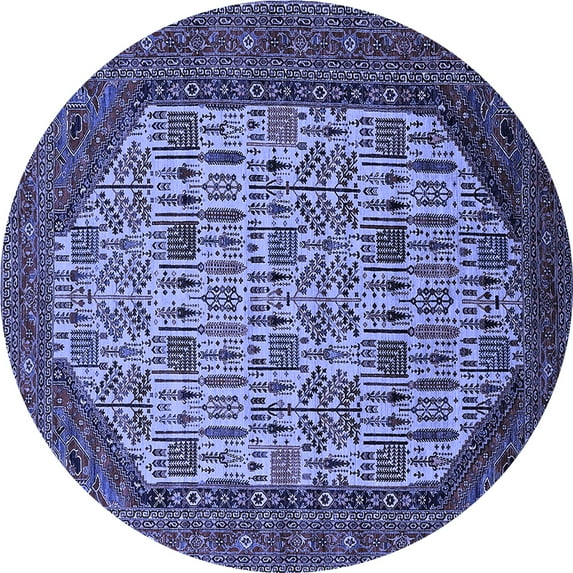 Ahgly Company Indoor Round Oriental Blue Industrial Area Rugs, 5' Round