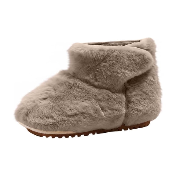 YMUQEIGH Girls Boys Kids Faux Fur Boots Furry Fuzzy Fluffy Snow Boots Warm Winter Boots Flat Shoes Outdoor Boot