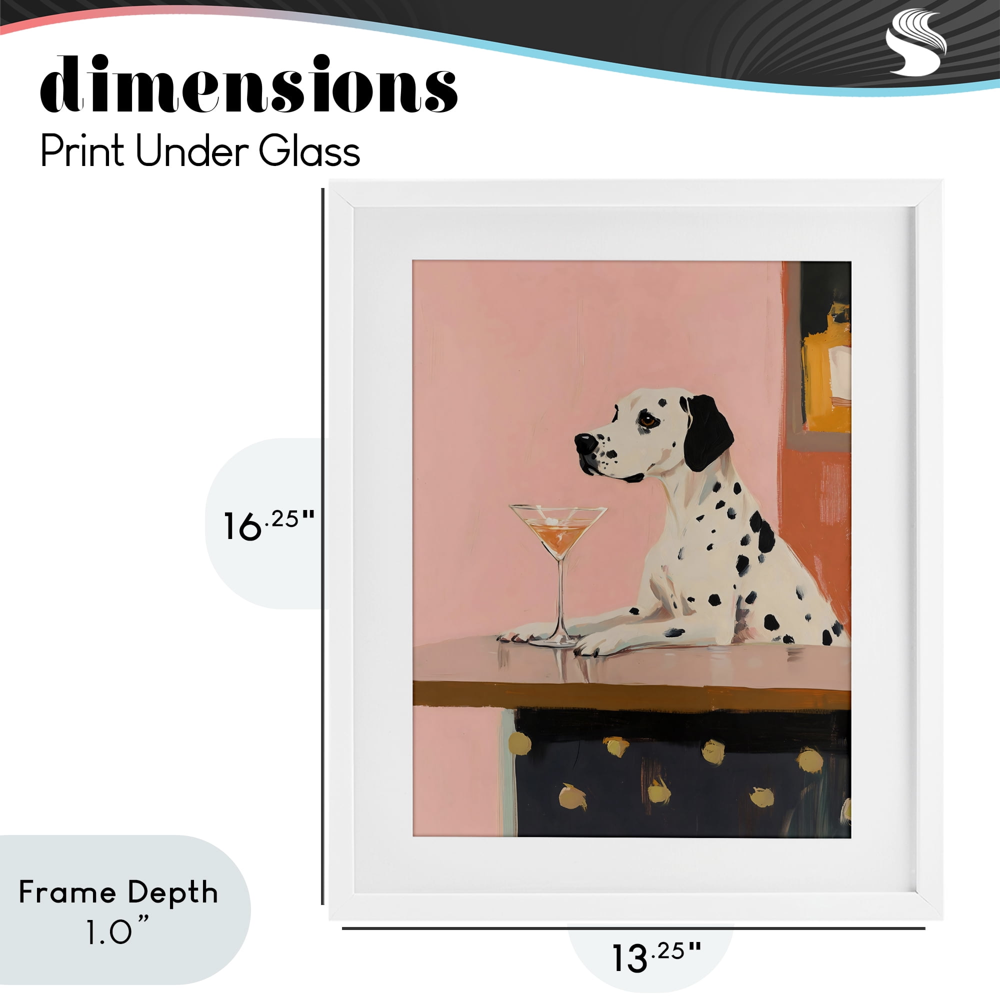 Stupell Industries Dalmatian at Cocktail Bar White Framed Print Under Glass, design by The Prints Vibe