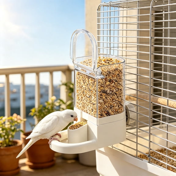 JHRGJIO Hanging Bird Feeder Water Dispenser, Parrots Cockatiel Cage Water Bottle Accent, Food Container Bird Feeding Accessories for Home Use Daily Cage Automatic