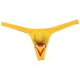 thumbnail image 2 of Botmois 2 PACK Men's Thong String Underwear Male Low-rise Bikini Briefs Bulge Pouch Cutaway Panels Beach Tangas Soft 2P-dark yellow/caramel-M, 2 of 5
