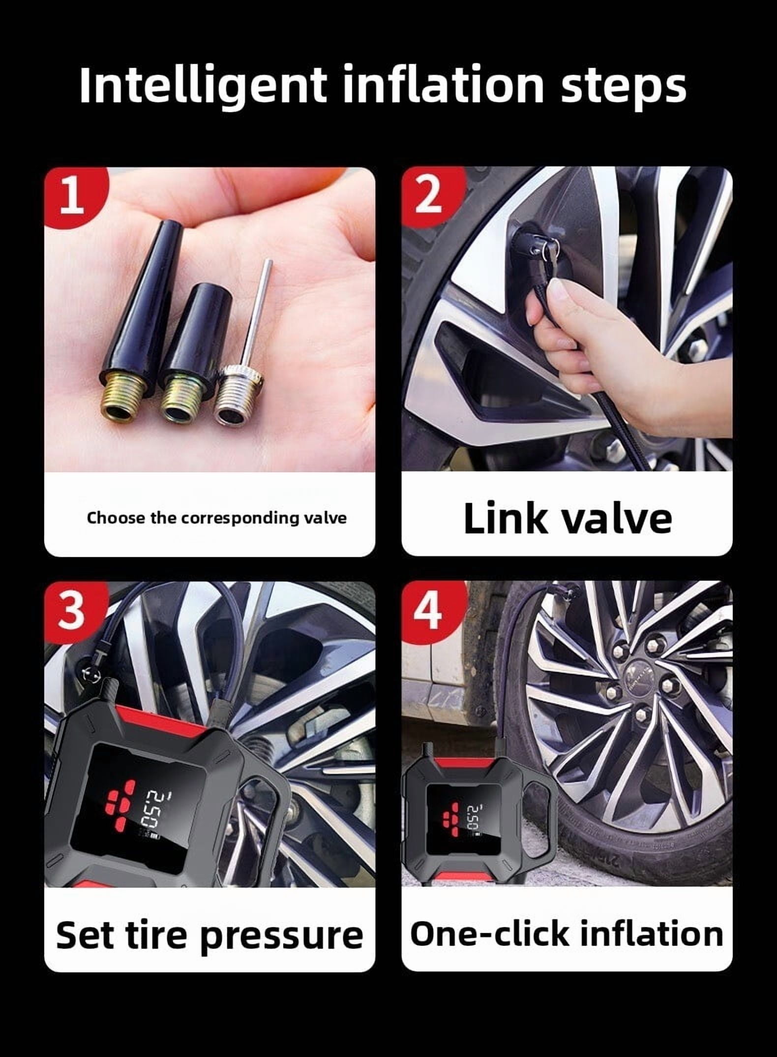 39800mAh Car Battery Charger Portable Jump Starter with Air Compressor for 12V Vehicles Digital Display Power Bank LED Flashlight USB C Charging