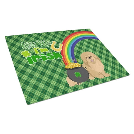 

Gold Pekingese St. Patrick s Day Glass Cutting Board Large 12 in x 15 in