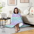 thumbnail image 4 of Wearable Blanket,Striped Cartoon Unicorn Moon Star Cloud Pattern Hooded Wearable Flannel Blanket for Adults & Teens with Buckle,Winter Poncho Shawl Wrap Cape,60"x80", 4 of 5