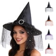thumbnail image 6 of Women Adult Witch Hat with Spider Web Tulle & Rhinestone Decor, Pointed Witch Costume Hat, Elegant Halloween Dress Up Accessory for Cosplay, Trick or Treat and Photo Shoots, 6 of 6