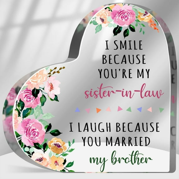 Sisters Gift for Sister in Law, Acrylic Heart Keepsake, Sister in Law Wedding Gift, Marriage Gift for Bride from Sister Brother in Law, Sister Gift for Birthday Wedding
