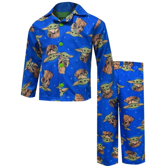 AME INTL Boys Star Wars Mandalorian The Child Grogu Blue Flannel Pajamas (6)