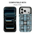 thumbnail image 5 of Abstract Blue Black White Plaid Pattern Leather Wallet Case for iPhone 15 Plus Wallet Case Card Holder Flip, 5 of 8