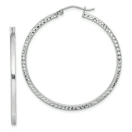 925 Sterling Silver 2x40mm Square Tube Hoop Earrings Ear Hoops Set Round