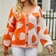 thumbnail image 2 of Suéter de punto con cuello en V para mujer abrigos elegantes con estampado de fresa suaves y acogedores para otoño e invierno, 2 of 9