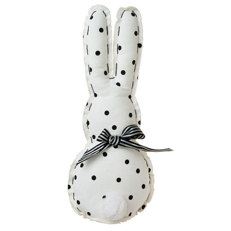 Way To Celebrate Easter Polka Dot Fabric Bunny Tabletop Decoration, Black/White, 11.5"