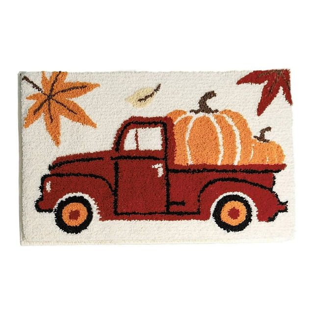 Fall Bathroom Rug Fall Rug For Bathroom Truck Bath Mat Autumn Pumpkin Decoration Soft Non Bath Mat Producers Choice Blanket And Heated Blanket Cheer Blankets And Throws for Girls Small Thin Blanket