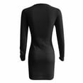 thumbnail image 6 of Ladies Sweater Bodycon Dress Women Casual Solid Knit Dress Zipper V-Neck Long Sleeve Mini Slim Pullover Dress, 6 of 7