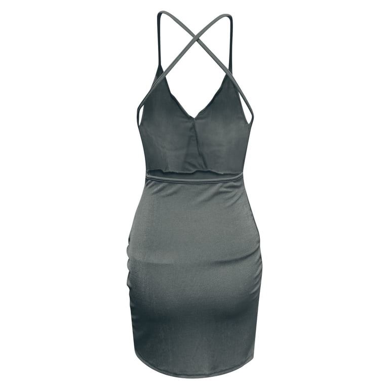 IROINNID Discount Party Dresses for Women Date Night Sexy Holiday Summer  Sexy Solid Color Sleeveless Strap Irregular Bottom Dress Short Dress Mini  Dress,Gray - Walmart.com
