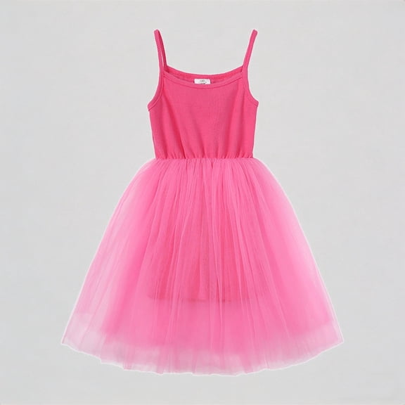 REDARER Toddler Girls' Tutu Dress, Spaghetti Strap Cotton Bodice Tulle Skirt, Sleeveless Princess Party Dress for Kids,12-18 Months