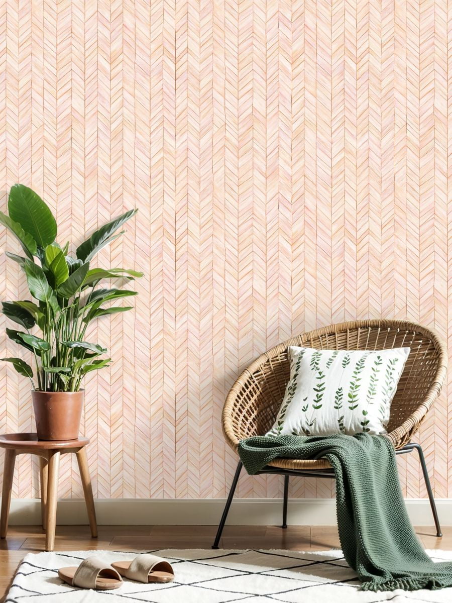 Peel and Stick Wallpaper Pink Marble Herringbone Thin Gold Lines Wall Mural 23.6in x 9.8ft Self Adhesive Removable Wall Paper Renter Friendly Wallpaper for Nursery Bedroom Cabinets