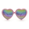 thumbnail image 5 of Womens Lolita Rainbow Mirror Lens Thick Plastic Heart Shape Sunglasses Pink, 5 of 8