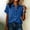 Blue, variant on Women's 2026 Summer Collared Full Button Down Roll Cuff Short Sleeve Shirt, Curved Hem Loose Casual Blouse for Daily & Weekend Outing
