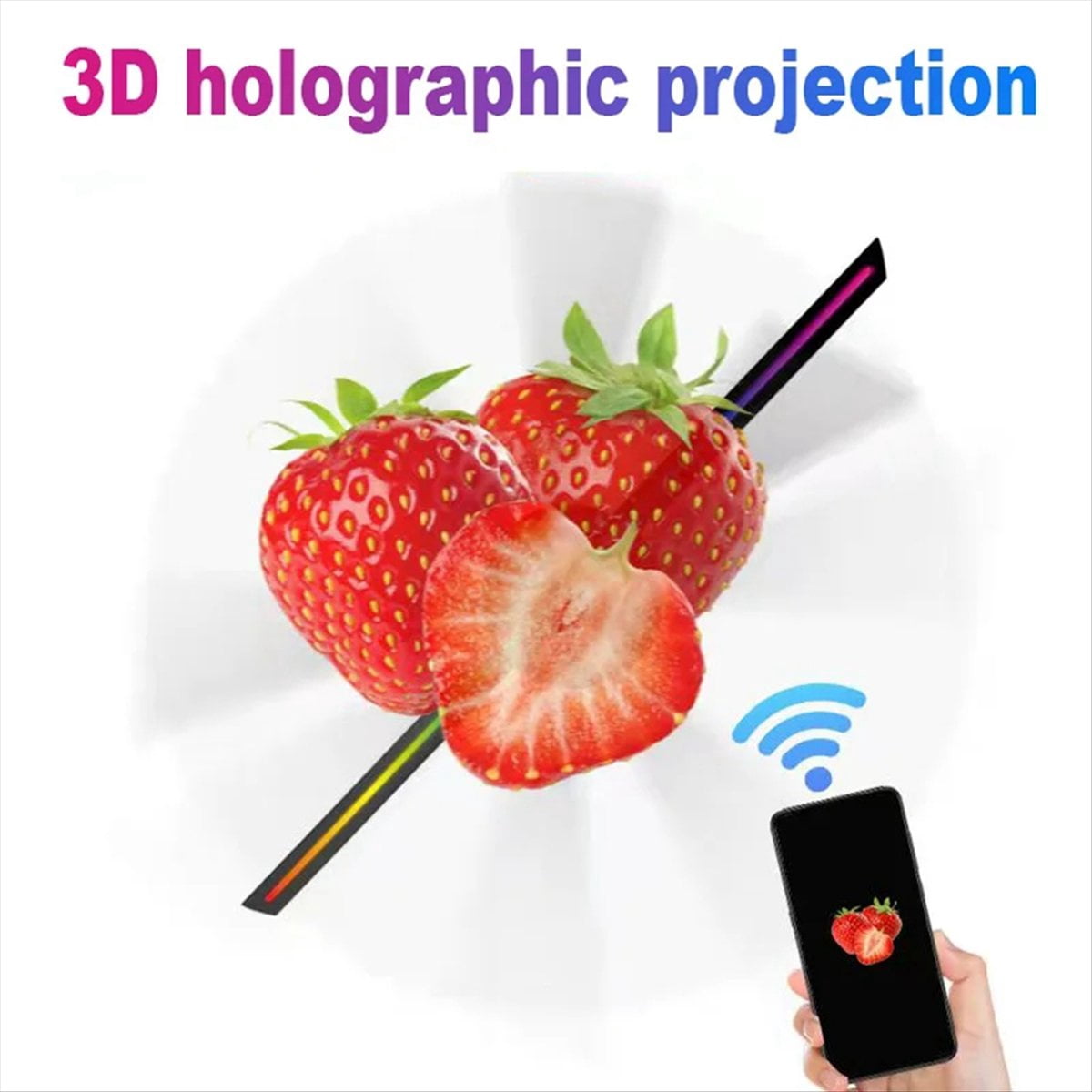 42cm 3D Hologram Projector Fan LED Sign Holographic Player Support Image Bar Advertising Display Light US PLUG