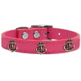 thumbnail image 3 of Bronze Anchor Widget Genuine Leather Dog Collar Pink 20, 3 of 3