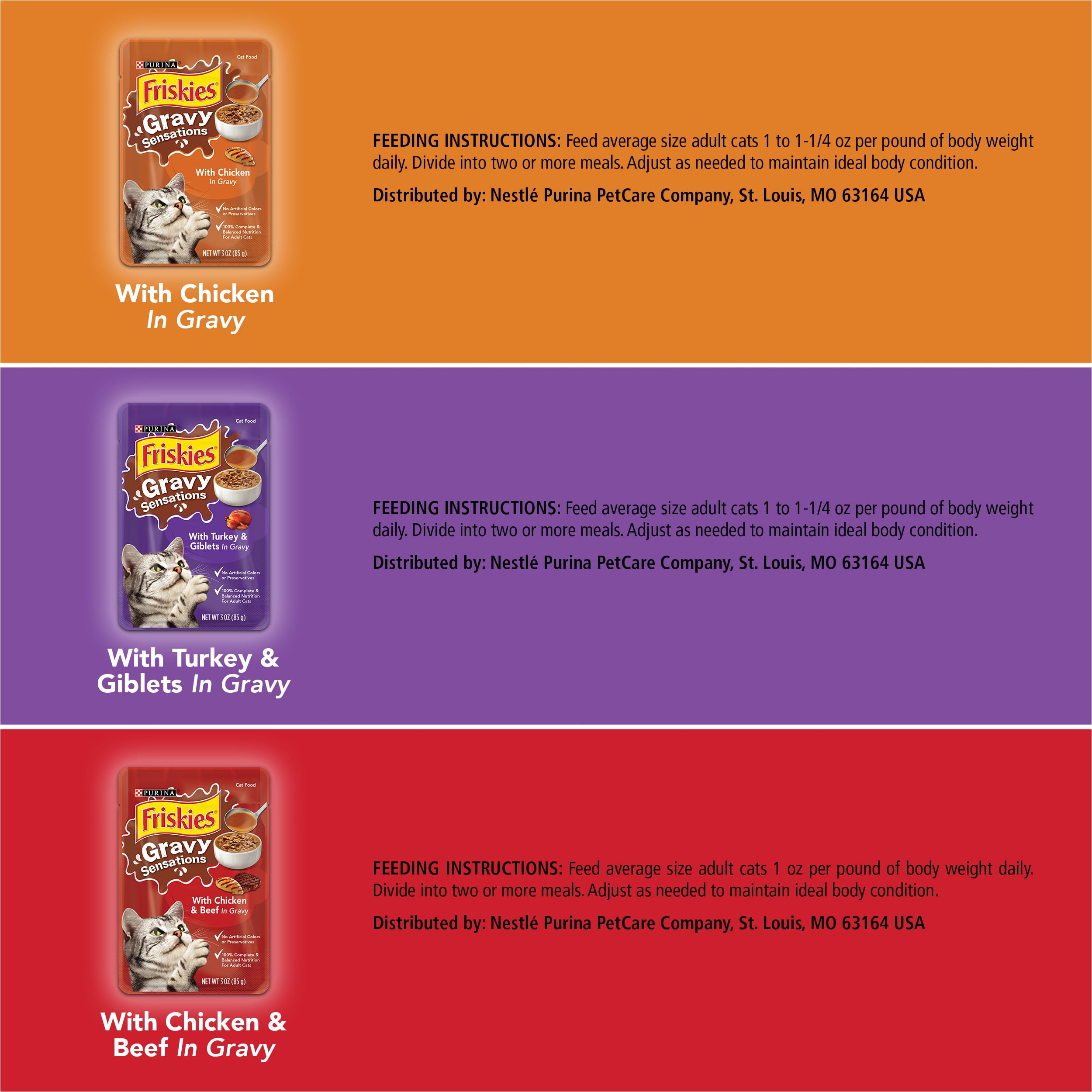 Purina Friskies Gravy Sensations Poultry Pouches Wet Cat Food Variety Pack with Chicken Bits Walmart
