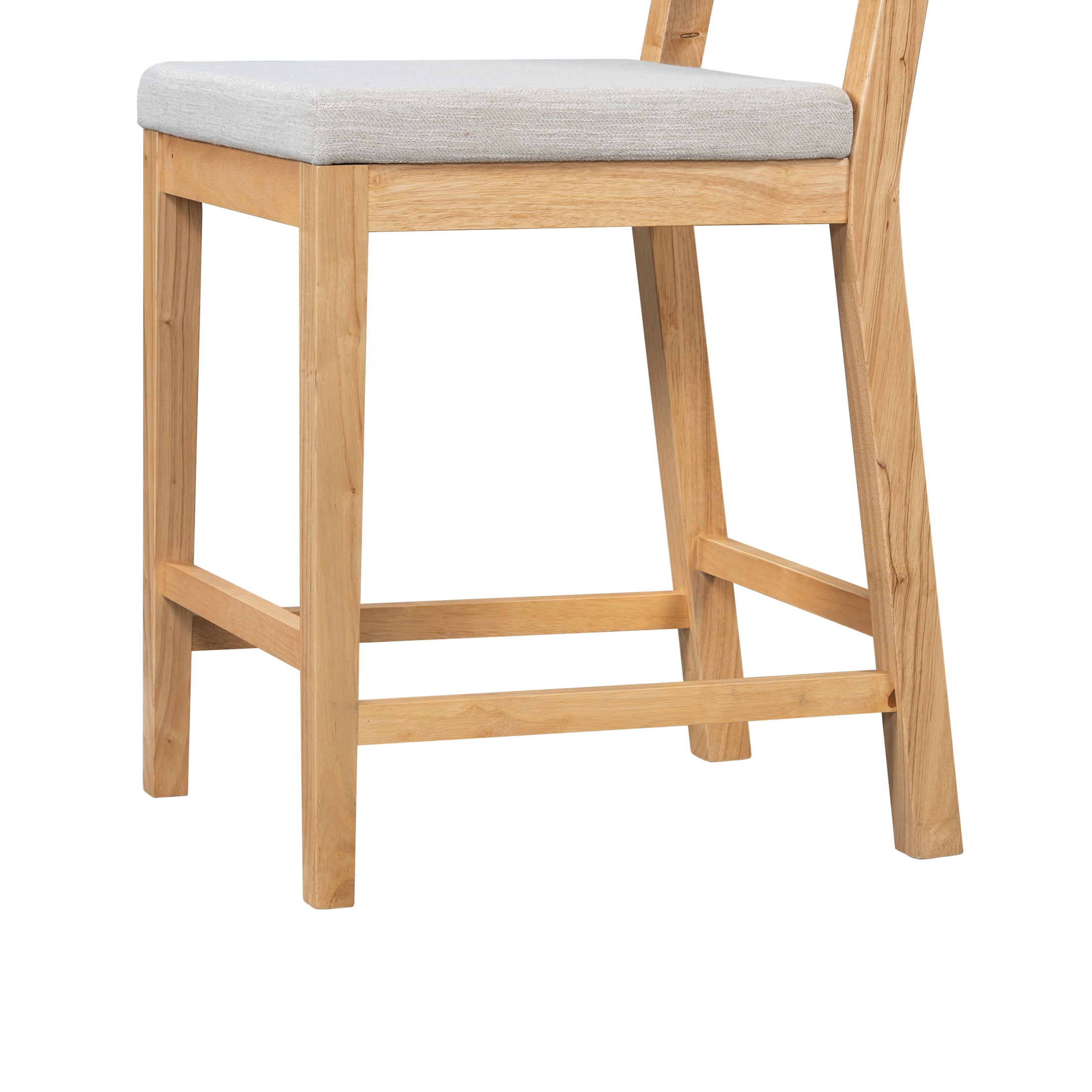 Christopher Knight Home 24.25" Counter Height Bar Stools, Wood Frame, Woven Rattan Back, Natural+Gray, Set of 2