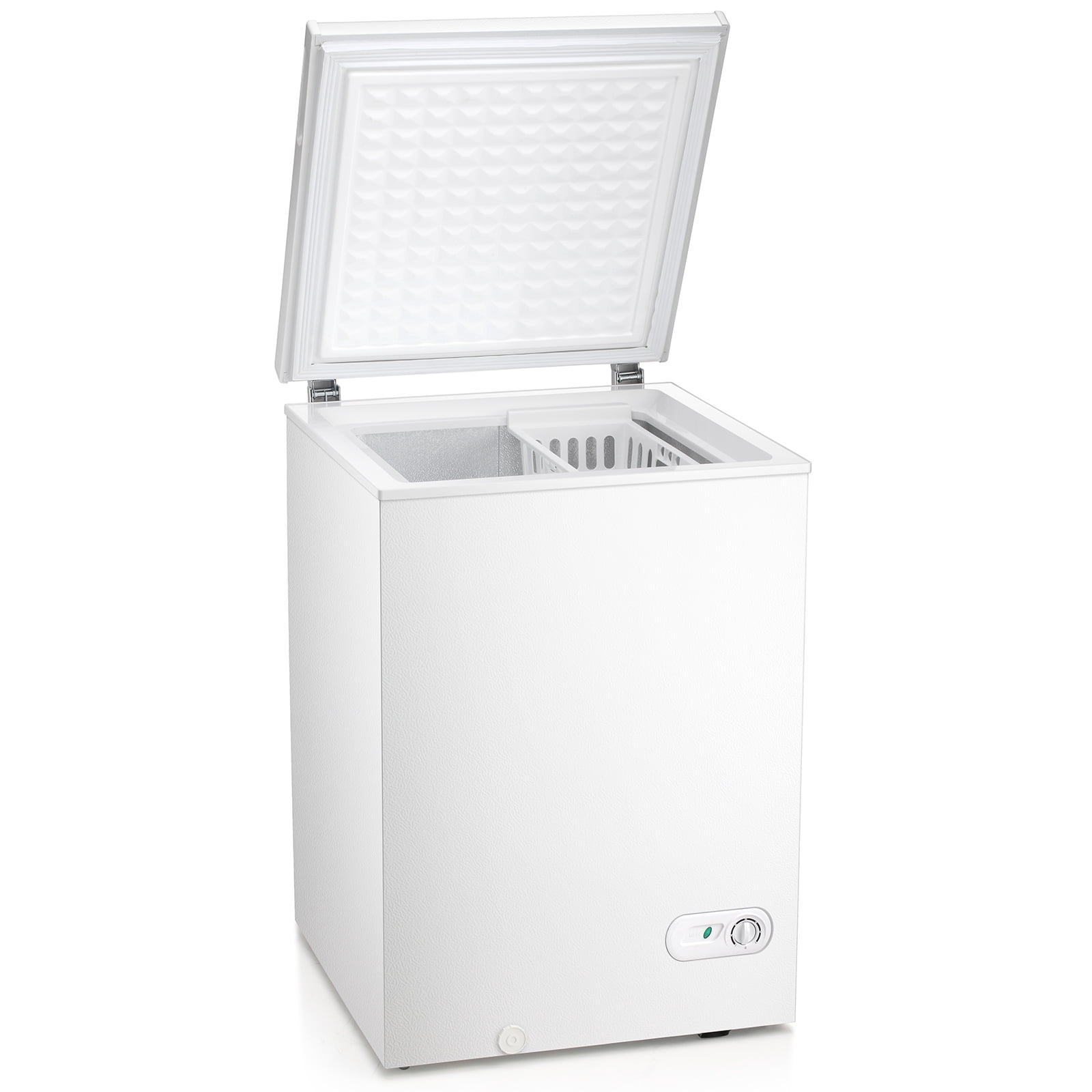 Moifoi 3.5 Cu.ft Chest Freezer w/ Removable Storage Basket & Top Open Door, Energy Saving, White