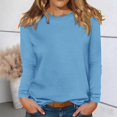 thumbnail image 2 of WTXUE Women's Thermal Base Layer Casual Long Sleeve T-Shirts Round Neck Tunic Tops Basic Tees Shirts Loose Fit Pullover Thermal Shirts Winter Warm Fleece Lined Tops Blue 3Xl, 2 of 8