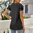 thumbnail image 5 of AXXD Black Basic T Shirts for Women Summer 2024 Trendy Short Sleeve Comfortable Breathable V-Neck Blouses Shirt Tops, 5 of 6