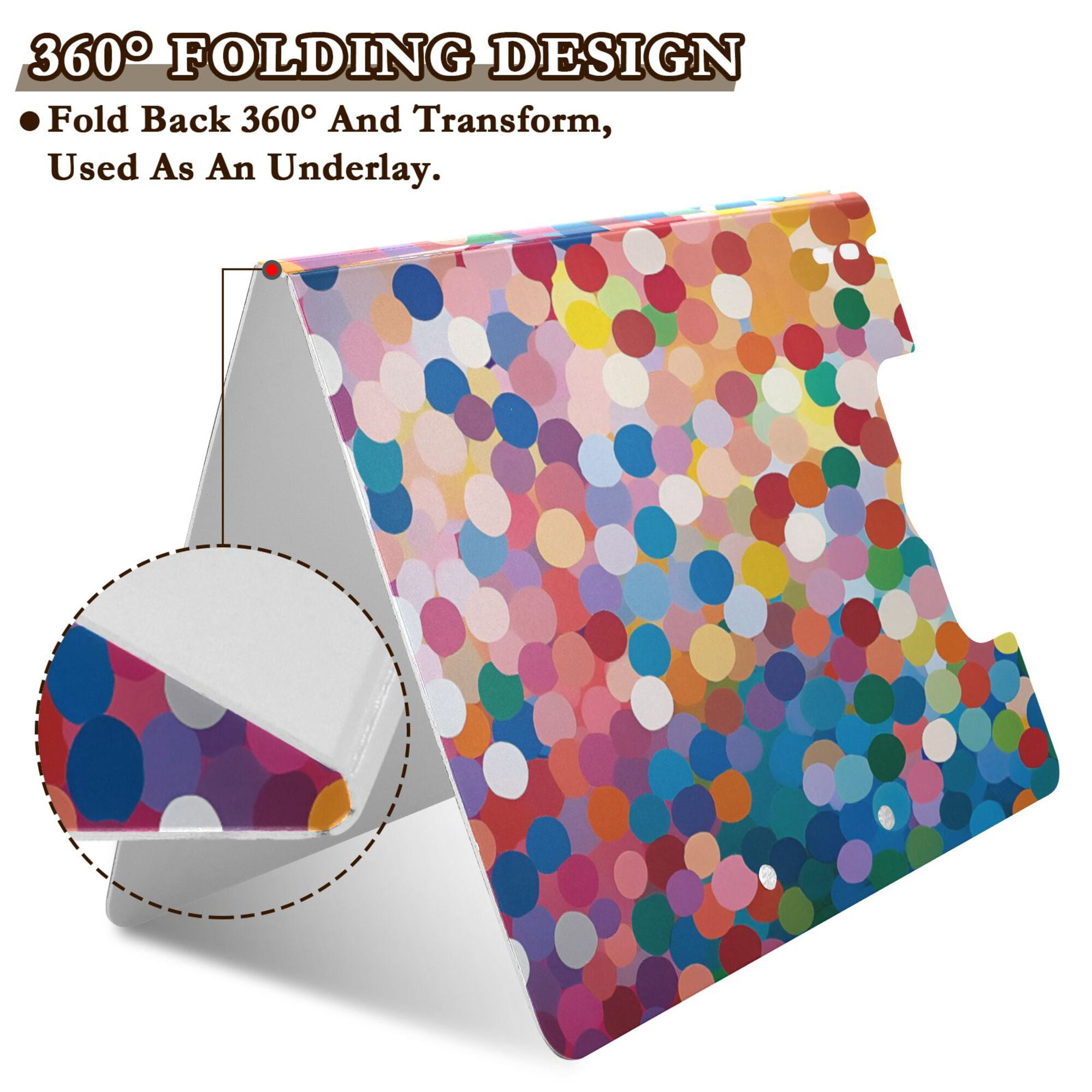 FORMRS A4 Clipboard Folder with Pen Holder Horizontal Foldable School Office Binder, Light Colorful Circles
