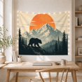 thumbnail image 5 of Bear Silhouette Against Orange Moon and Mountain Range, Nostalgic Vintage for Nature Lovers, Wilderness Wall Art Decor, Housewarming Gift Tapestry Wall Hanging for Bedroom and Living Room, 5 of 7