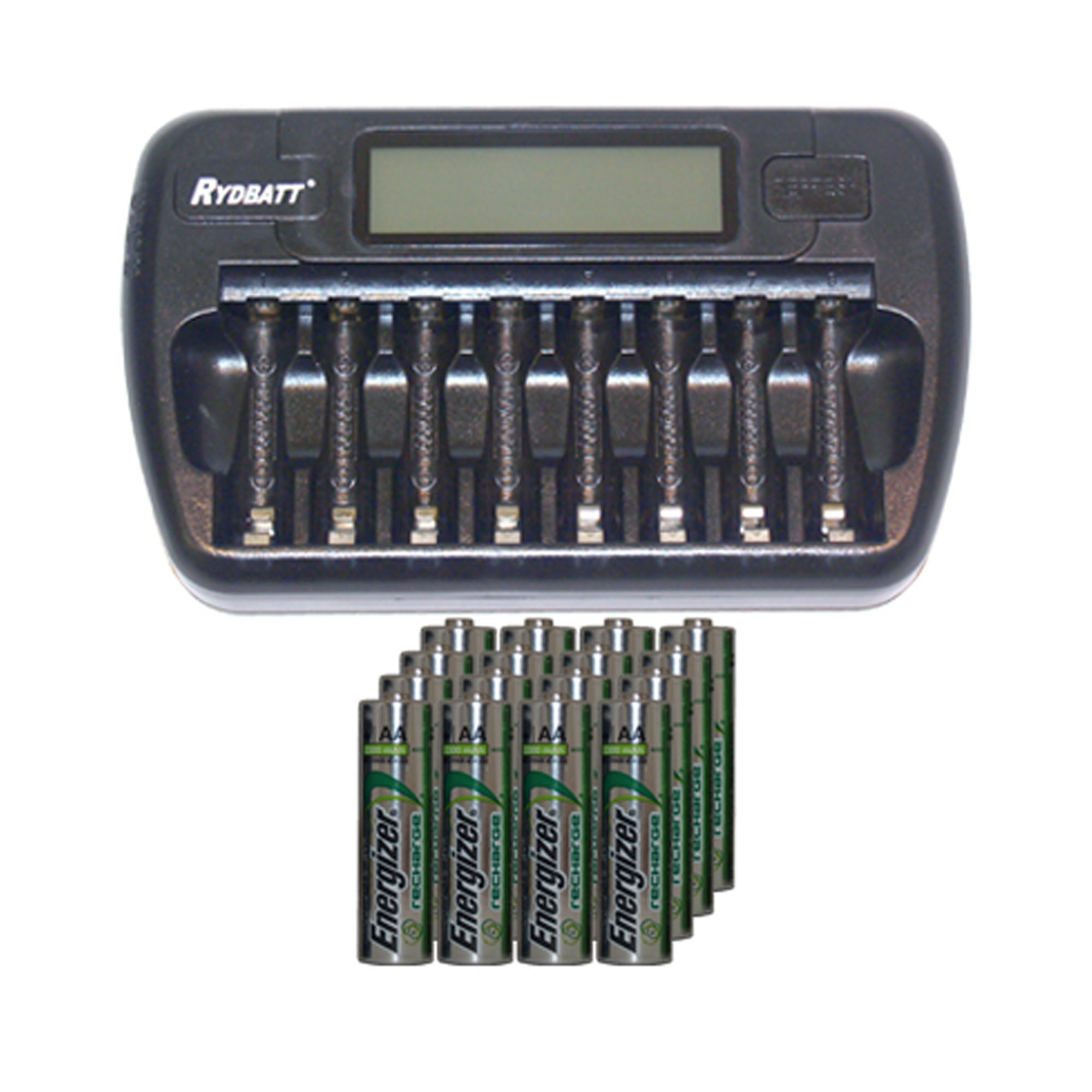 8 Bay AA / AAA LCD Battery Charger + 16 AA 2300 mAh Energizer NiMH