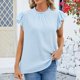thumbnail image 5 of Camisetas de Manga Corta para las Mujeres Cuello Redondo Sólido Fuera Del Hombro Botón Superior, Camiseta Casual de Poliéster para el Uso Diario, Fiesta Y Primavera, 5 of 6