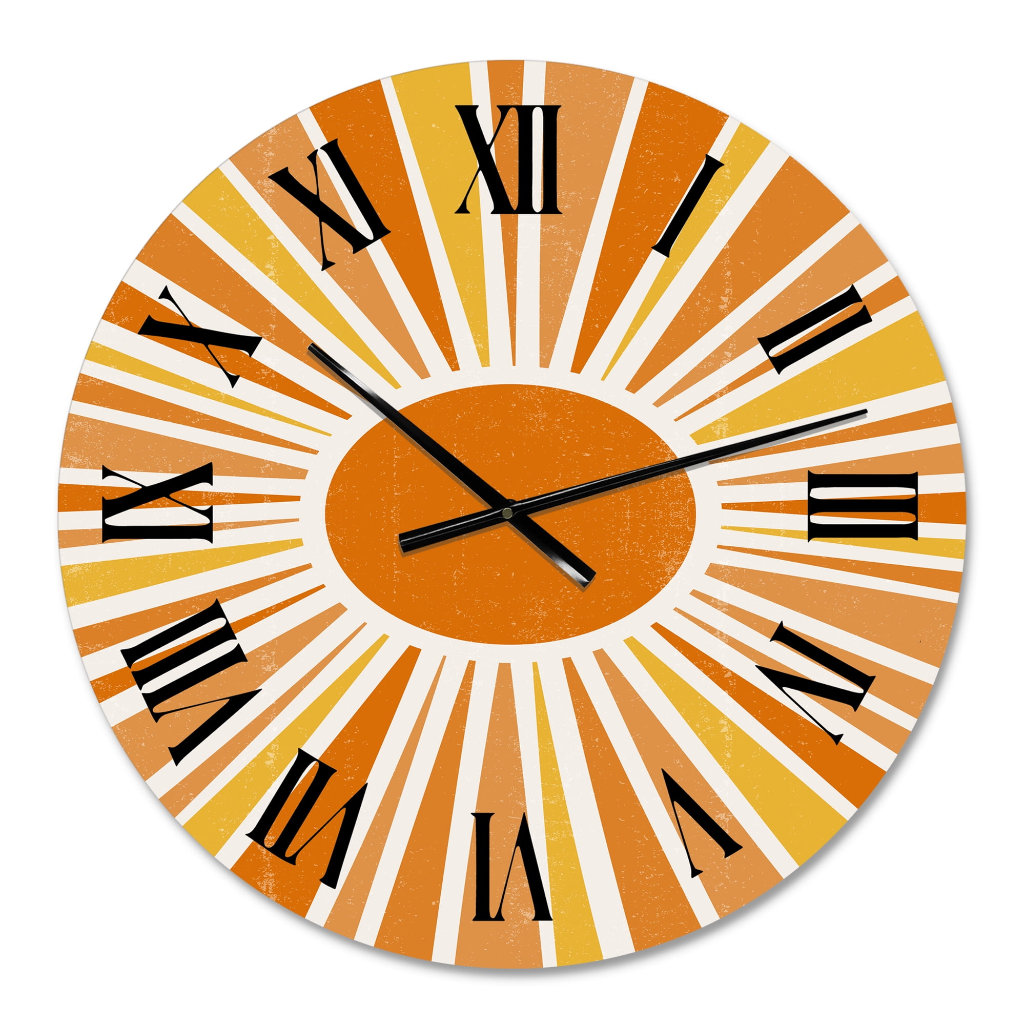 Designart 'Minimalist Bright Shining Orange Sun Rays I' Modern Wall Clock