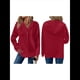 thumbnail image 2 of Sudadera Informal de Punto Gofre para Mujer 2025, Suéter de Cuello en V con Botones Extragrandes y Capucha con Cordón. Rojo Vino XXL, 2 of 7
