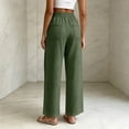thumbnail image 4 of Lumtrix Cotton Linen Pants for Women Wide Leg Palazzo Pants Elastic High Waisted Summer Beach Casual Lounge Slacks with Pockets Army Green L, 4 of 7