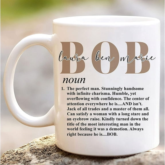 Bob Ceramic Coffee Mug, Customized Bob Definition Mug, Funny Dad Gifts From Kids, Gift For Dad Grandpa On Birthday