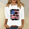 thumbnail image 2 of SELONE 3/4 Length Sleeve Womens Tops USA Flag Themed Crewneck Patriotic Apparel Red White Blue Wear Clothes July 4 Gifts Activewear 2XL, 2 of 4