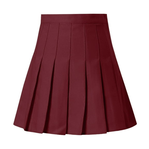 Yuanlong Womens Skirts Ladies Plus Size Solid Elastic High Waist Pleated A-Line Short Skirt Campus Daily Casual Skorts