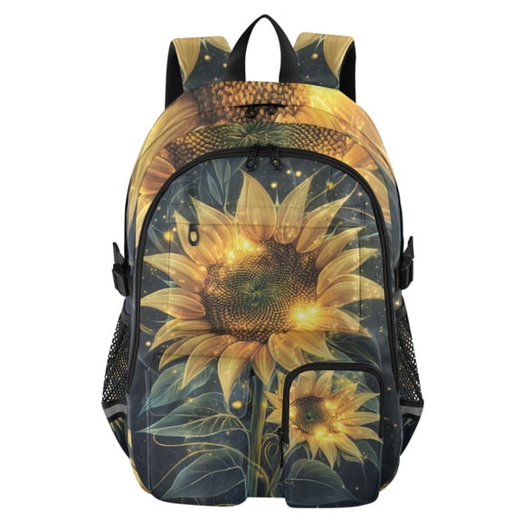 DIXRUYEE Sunflower Backpack for School 14”Laptop Compatible with Reflective Safety Strips
