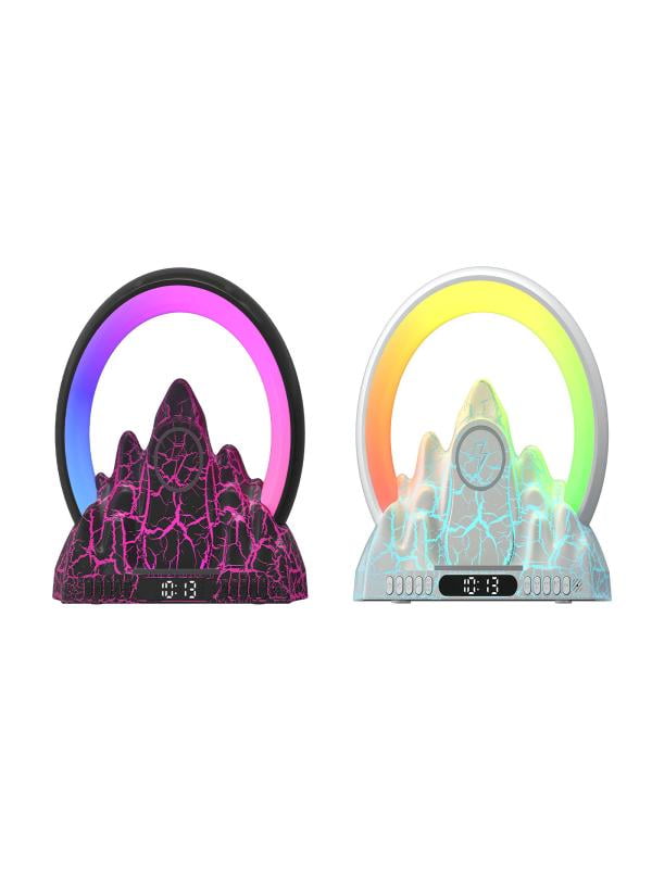 Portable Speaker 2023 Electronic Intelligent Alarm Clock Wireless Charger Sunrise Flame Mountain Bluetooth Audio Table Lamp Speakers Bluetooth Wireless