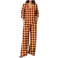 thumbnail image 2 of Hvogkswy Pajamas for Women Set Long Sleeve V Neck Tops and Drawstring Pockets Trousers Oversized 2 Piece Outfits Lightweight Breathable Casual Lounge Sets, 2 of 6