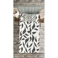 thumbnail image 3 of Ambesonne Abstract Quilted Bedspread Set 2 Pcs, Leaves on Vines Nature, Twin Size, White and Grey, 3 of 3