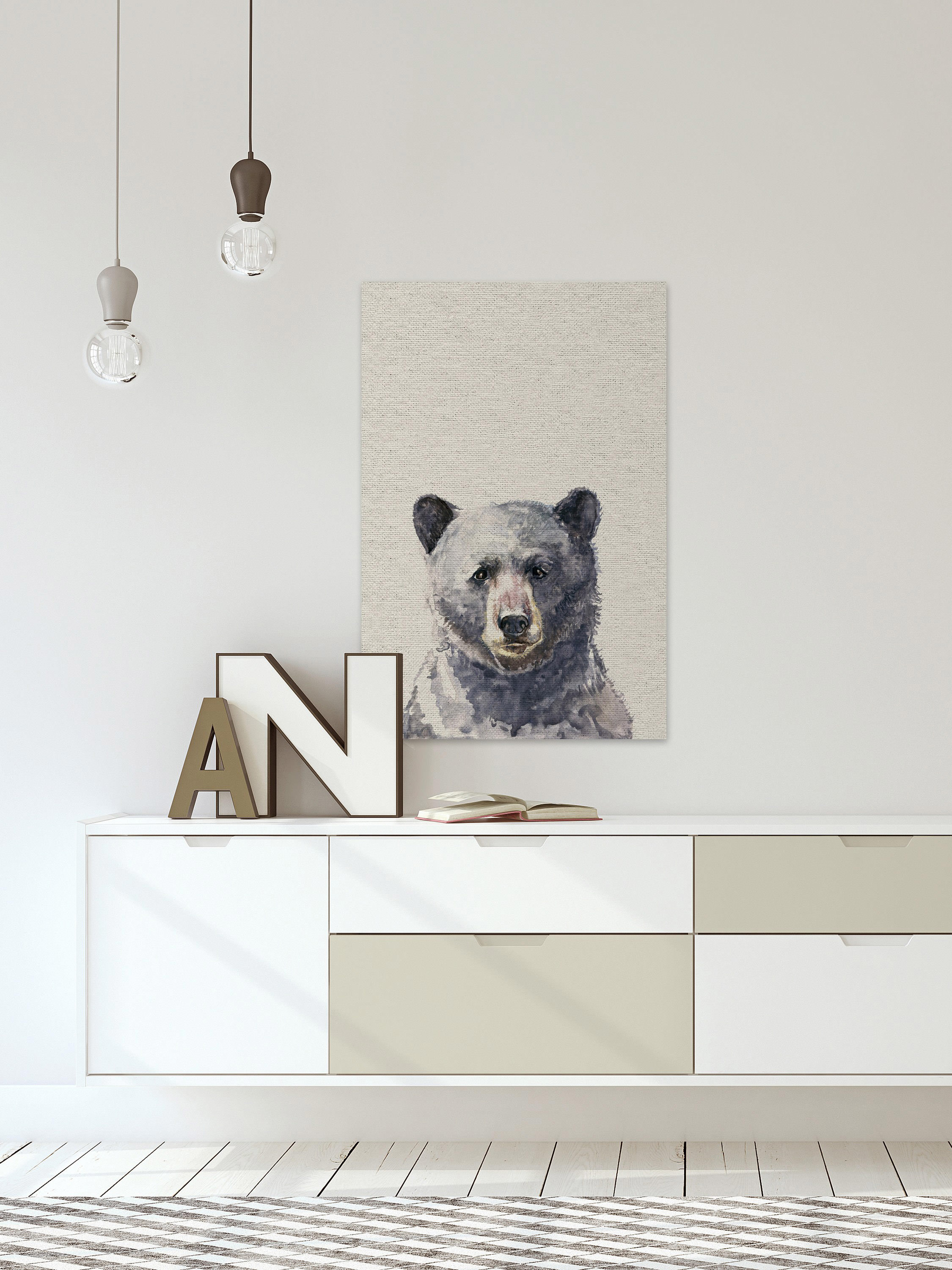 Grumpy Big Bear Painting Print on Wrapped Canvas