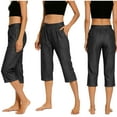thumbnail image 4 of Fmbrln Capri Jeans for Women Stretchy Waist Solid Cropped Denim Capris with Pockets, 4 of 8